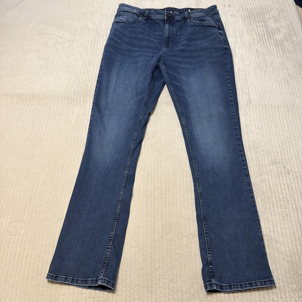 The Perfect Jean NYC Mens 40x36 Blue Bootcut Denim Stretch Whiskered